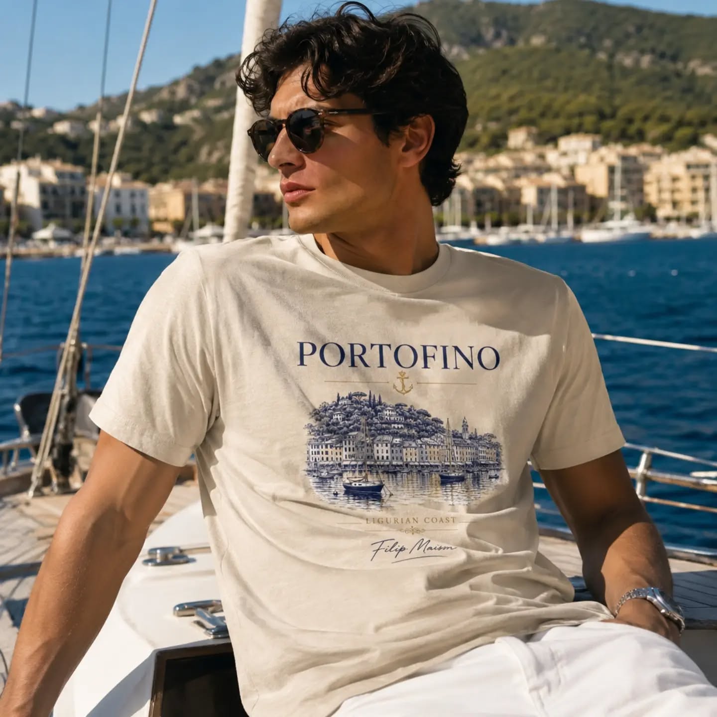 Camiseta Heritage FILIP Portofino — Lujo Silencioso en Algodón GOTS Certificado