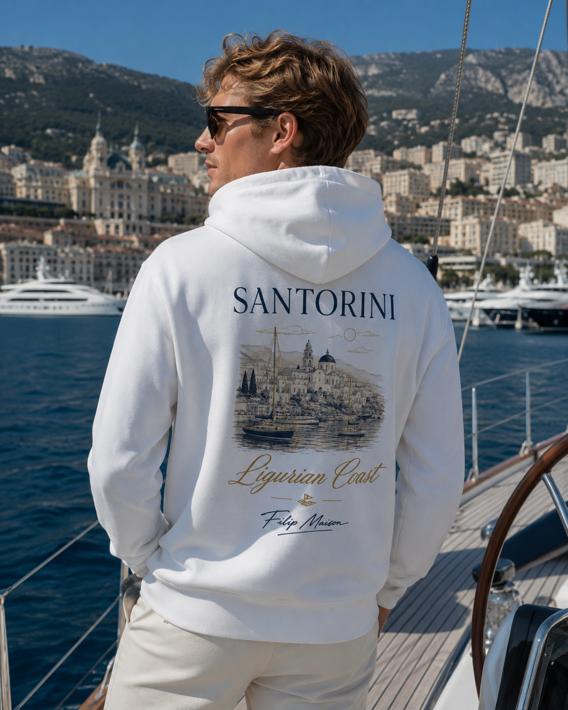 Sudadera FILIP de algodón — Crema & Blanco