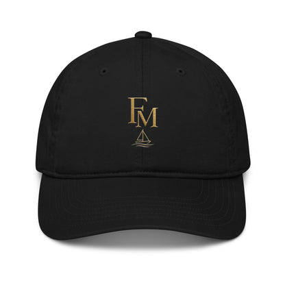 Gorra Club FILIP Negra — vista frontal, bordado artesanal hilo avena, seis paneles, cierre latón | Filip Maison