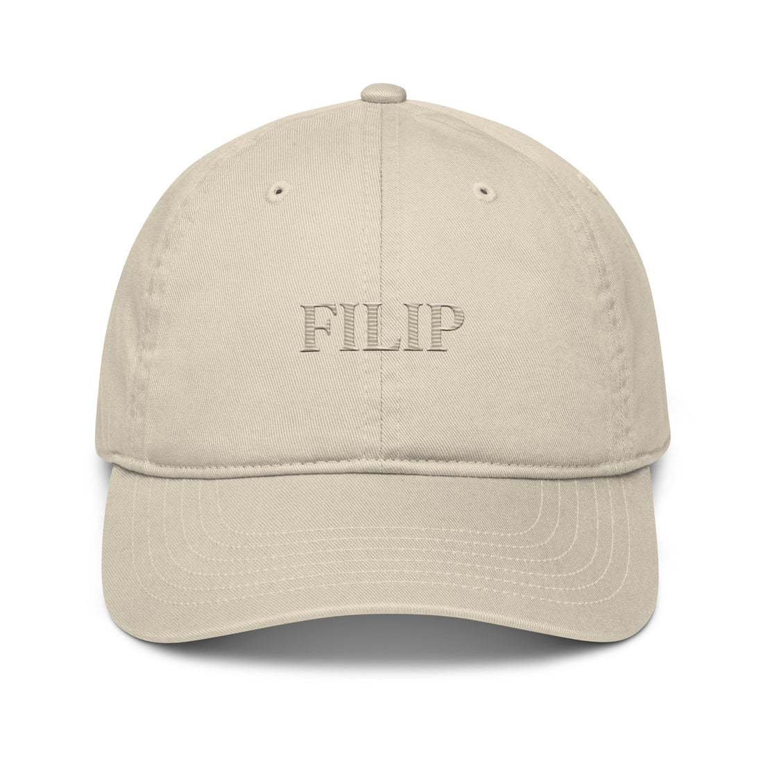 Gorra Béisbol FILIP Crema — vista frontal, bordado artesanal hilo avena, algodón orgánico GOTS | Filip Maison