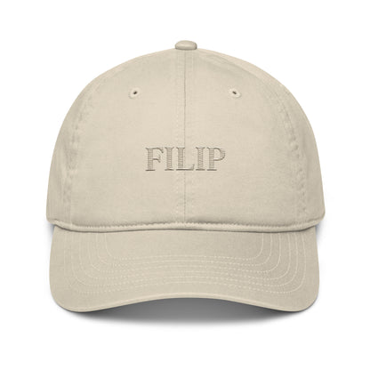 Gorra Béisbol FILIP Crema — vista frontal, bordado artesanal hilo avena, algodón orgánico GOTS | Filip Maison
