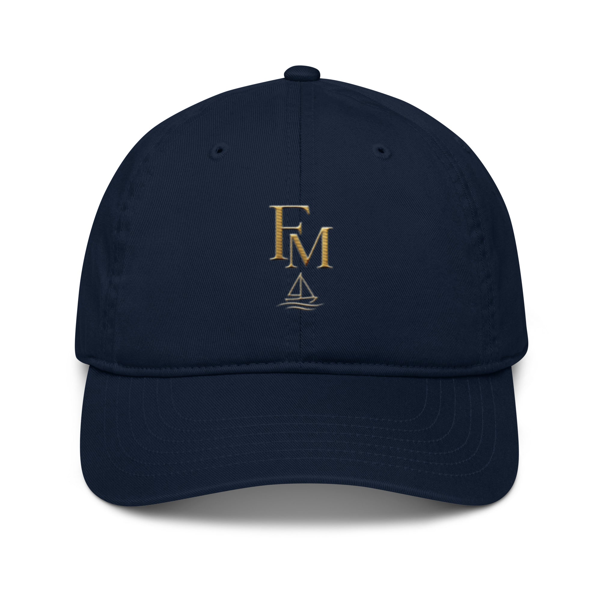 Gorra Club FILIP Azul Pacífico — vista frontal, bordado artesanal hilo avena, seis paneles | Filip Maison