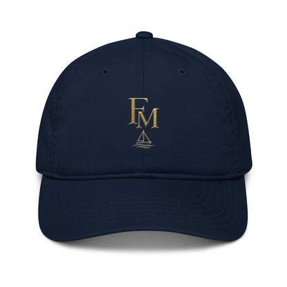 Gorra Club FILIP Azul Pacífico — vista frontal, bordado artesanal hilo avena, seis paneles | Filip Maison
