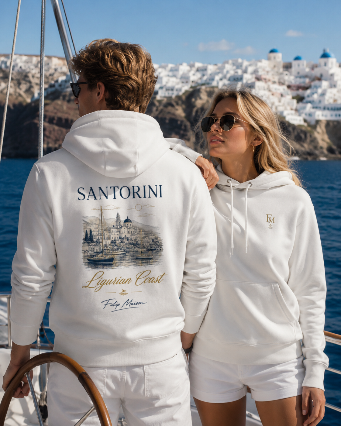 Sudadera FILIP de algodón — Crema &amp; Blanco