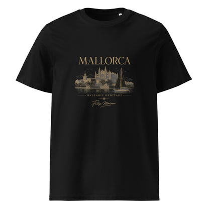 Camiseta Heritage FILIP Mallorca — vista frontal, estampado Baleares vintage, algodón orgánico GOTS | Filip Maison