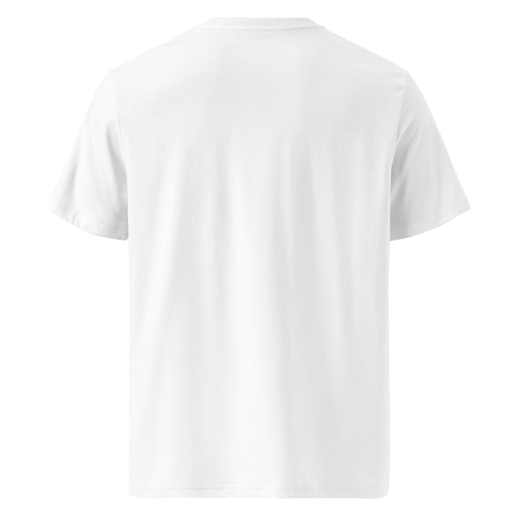 Camiseta Heritage FILIP Capri — vista trasera, blanca con estampado azul marino | Filip Maison